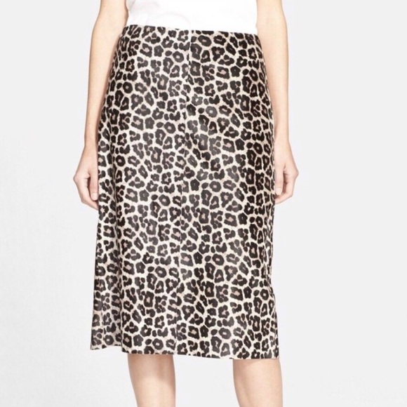 Theory Sahara Leopard Print Calf Hair Skirt A Line - Picture 1 of 8